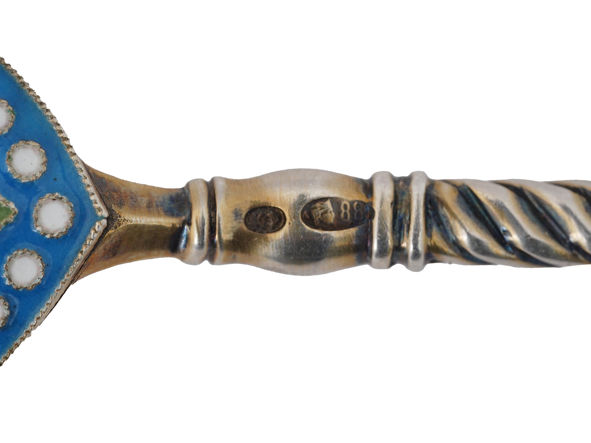 RUSSIAN SILVER GILT AND CLOISONNE ENAMEL SPOON PIC-5